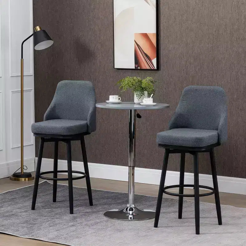 HOMCOM Lot de 2 tabourets de bar très hauts, tabourets de bar pivotants à 360° modernes, chaises de salle à manger avec pieds en acier et repose-pieds, gris foncé