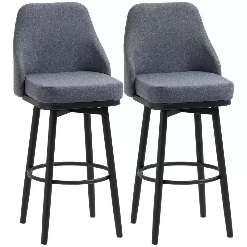 HOMCOM Lot de 2 tabourets de bar très hauts, tabourets de bar pivotants à 360° modernes, chaises de salle à manger avec pieds en acier et repose-pieds, gris foncé