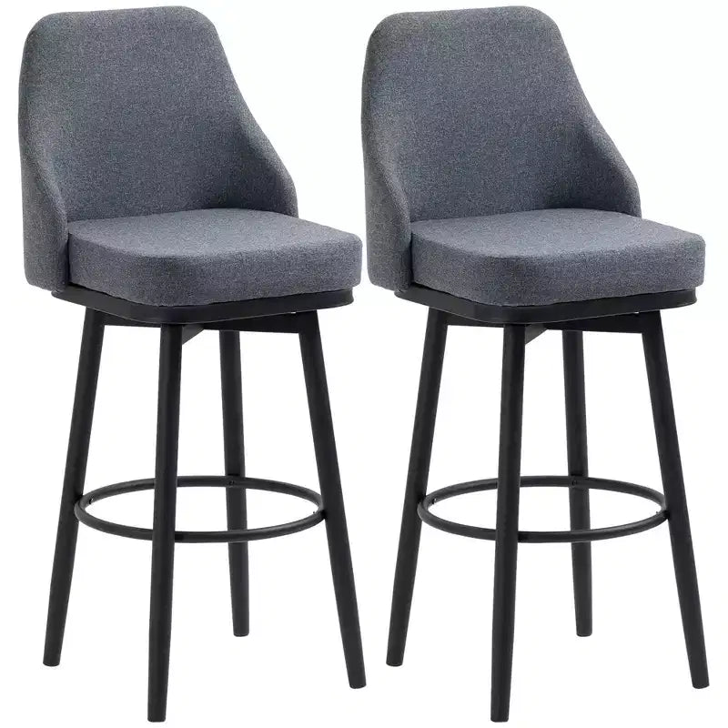HOMCOM Lot de 2 tabourets de bar très hauts, tabourets de bar pivotants à 360° modernes, chaises de salle à manger avec pieds en acier et repose-pieds, gris foncé