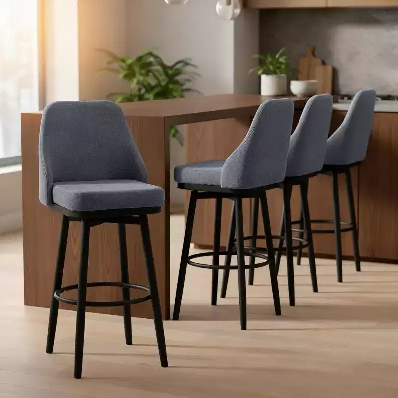 HOMCOM Lot de 2 tabourets de bar très hauts, tabourets de bar pivotants à 360° modernes, chaises de salle à manger avec pieds en acier et repose-pieds, gris foncé