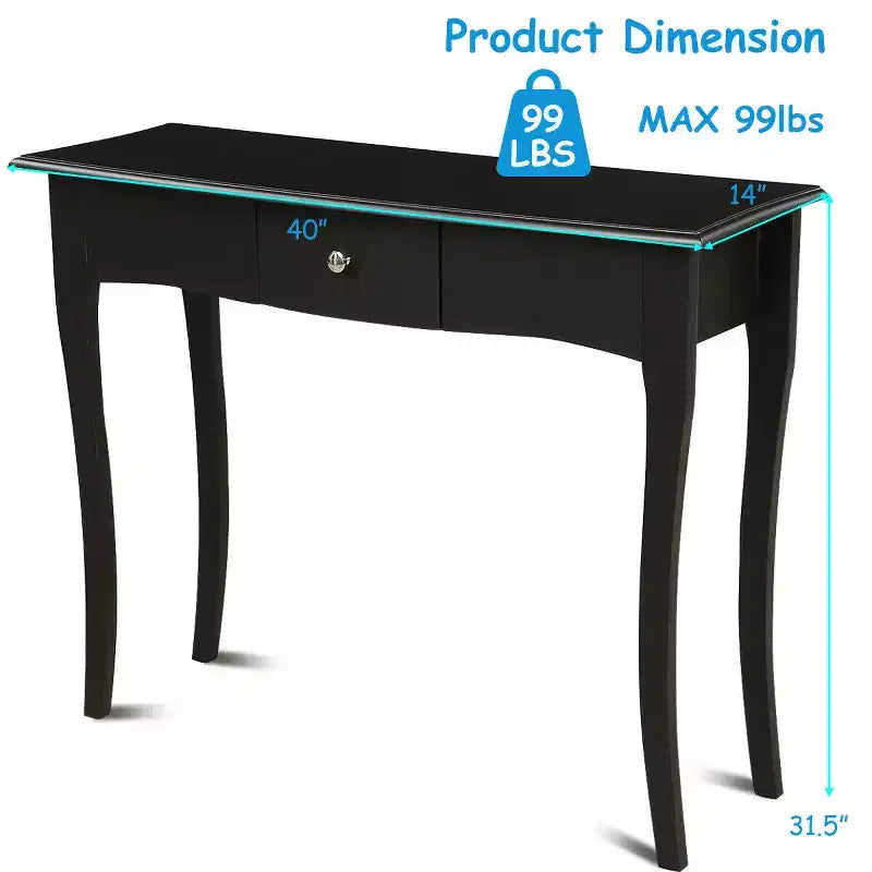 Costway Table Console en Bois Meuble d'Entrée Couloir Canapé d'Appoint Tiroir de Rangement Noir