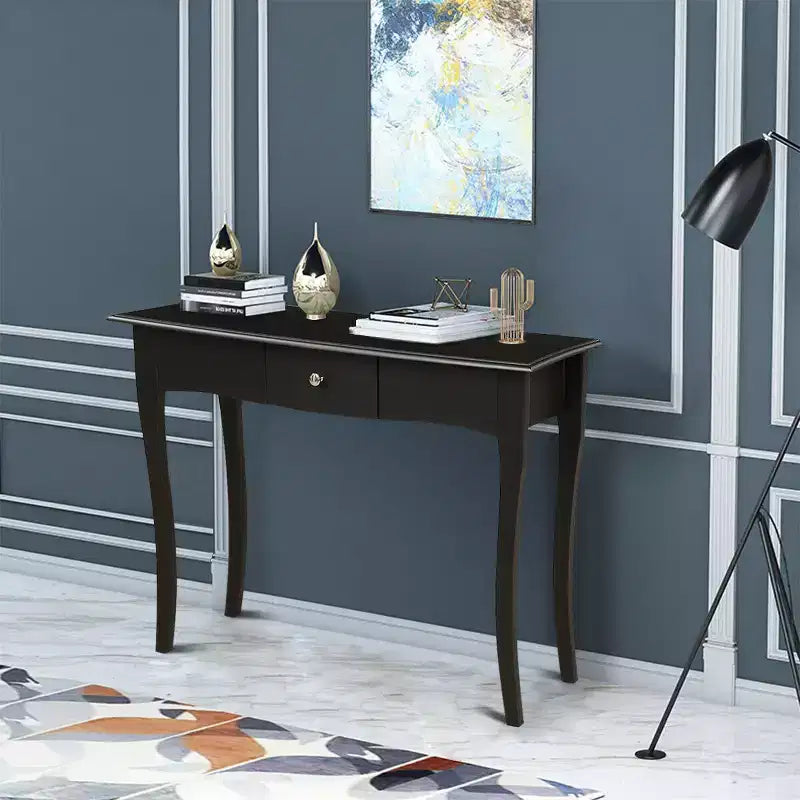 Costway Table Console en Bois Meuble d'Entrée Couloir Canapé d'Appoint Tiroir de Rangement Noir