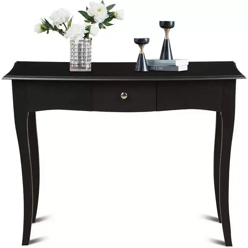 Costway Table Console en Bois Meuble d'Entrée Couloir Canapé d'Appoint Tiroir de Rangement Noir
