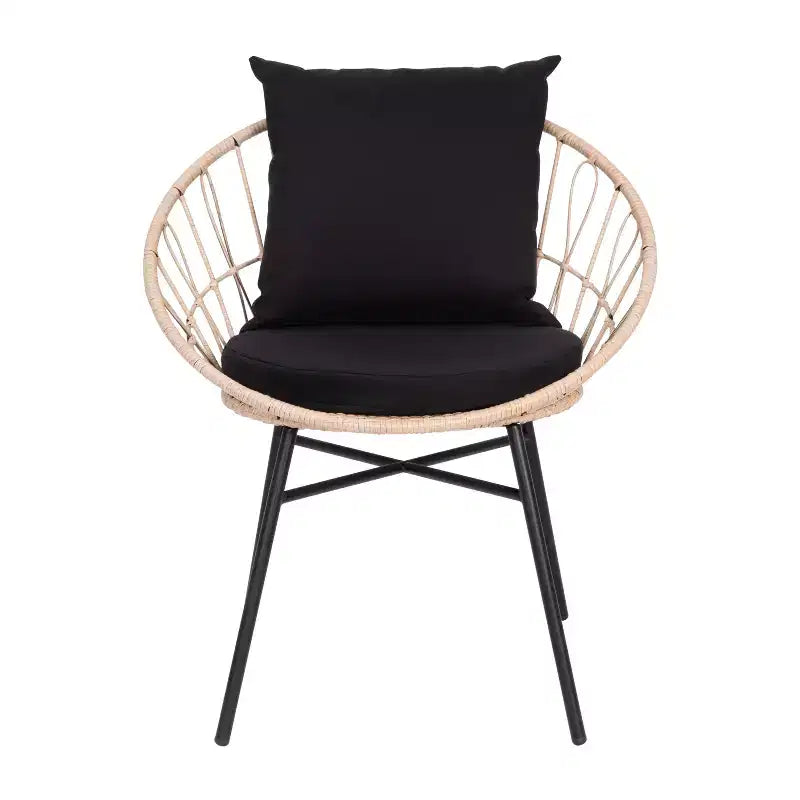 Merrick Lane Ensemble de 2 chaises de terrasse en rotin synthétique, style Papasan, intérieures/extérieures avec coussins d'assise et de dossier