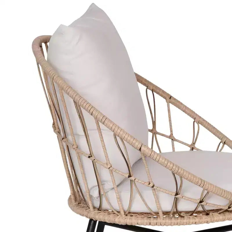 Merrick Lane Ensemble de 2 chaises de terrasse en rotin synthétique, style Papasan, intérieures/extérieures avec coussins d'assise et de dossier