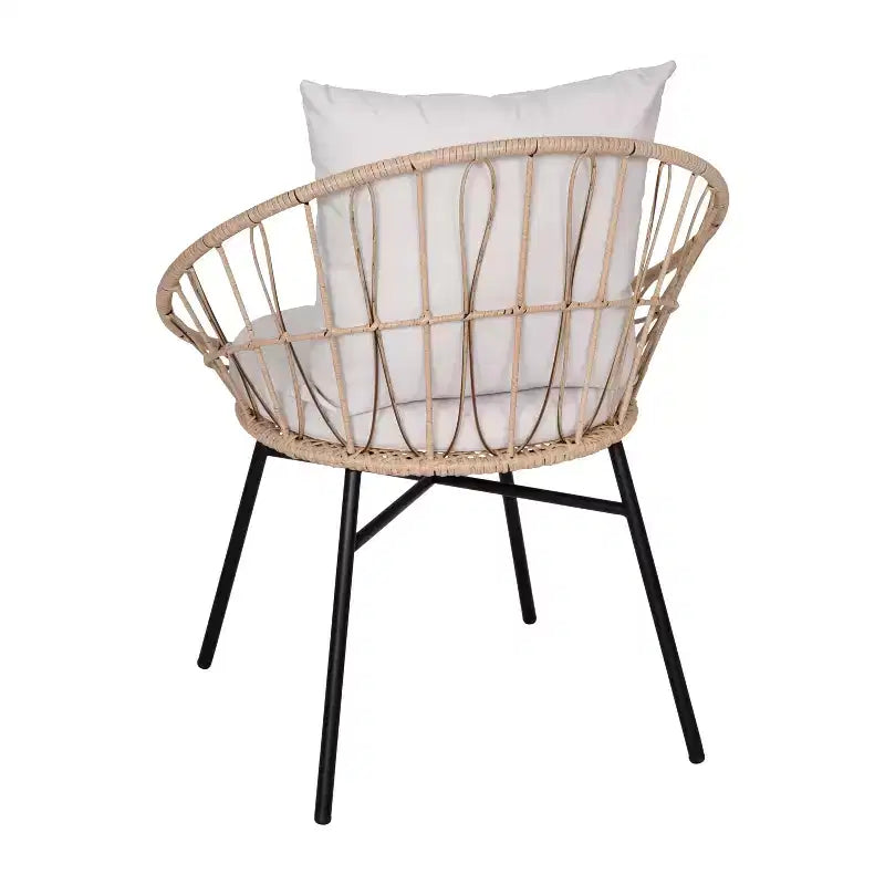 Merrick Lane Ensemble de 2 chaises de terrasse en rotin synthétique, style Papasan, intérieures/extérieures avec coussins d'assise et de dossier