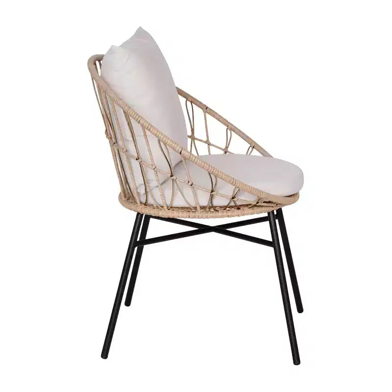 Merrick Lane Ensemble de 2 chaises de terrasse en rotin synthétique, style Papasan, intérieures/extérieures avec coussins d'assise et de dossier