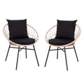 Merrick Lane Ensemble de 2 chaises de terrasse en rotin synthétique, style Papasan, intérieures/extérieures avec coussins d'assise et de dossier