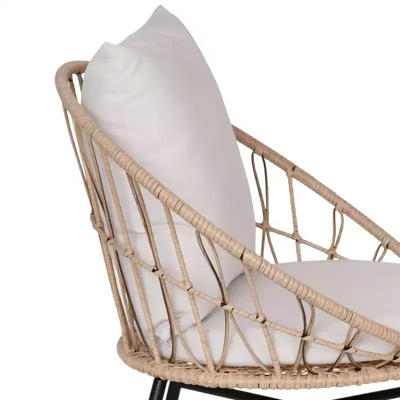 Flash Furniture Devon - Lot de 2 fauteuils de patio modernes en rotin tressé style Papasan, en rotin synthétique avec coussins, pour intérieur/extérieur