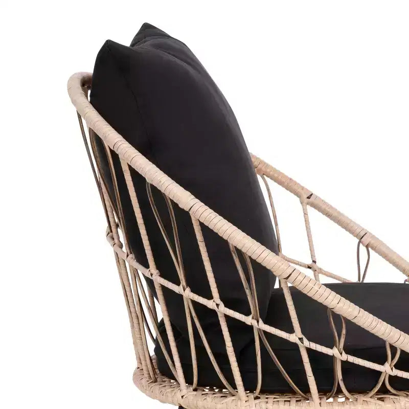 Flash Furniture Devon - Lot de 2 fauteuils de patio modernes en rotin tressé style Papasan, en rotin synthétique avec coussins, pour intérieur/extérieur