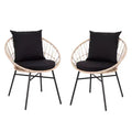 Flash Furniture Devon - Lot de 2 fauteuils de patio modernes en rotin tressé style Papasan, en rotin synthétique avec coussins, pour intérieur/extérieur