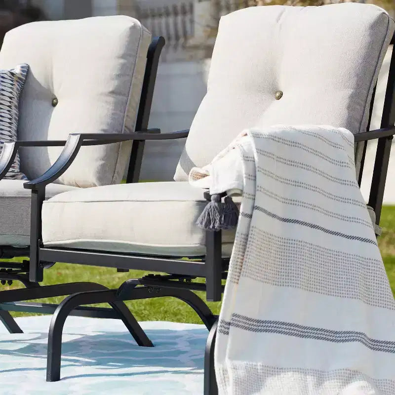 Lot de 2 chaises d'appoint de patio en acier - Lokatse