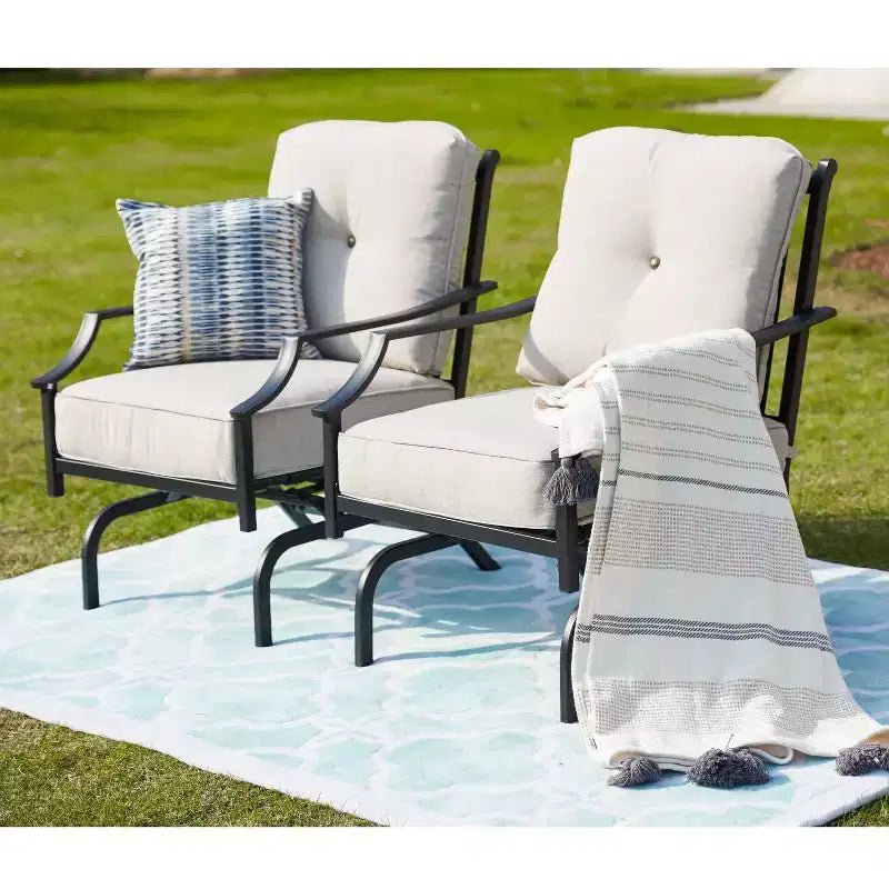 Lot de 2 chaises d'appoint de patio en acier - Lokatse