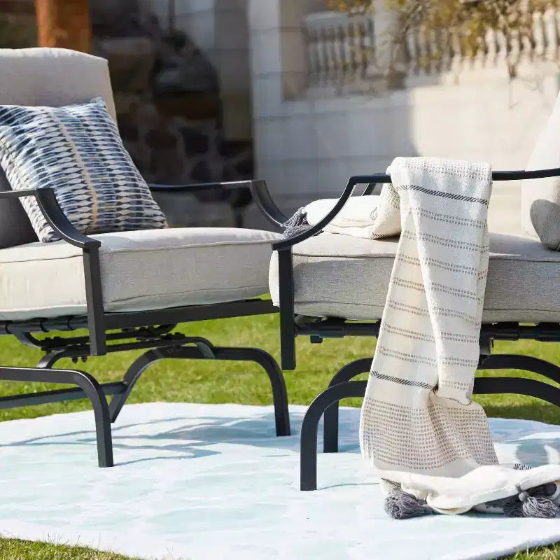 Lot de 2 chaises d'appoint de patio en acier - Lokatse