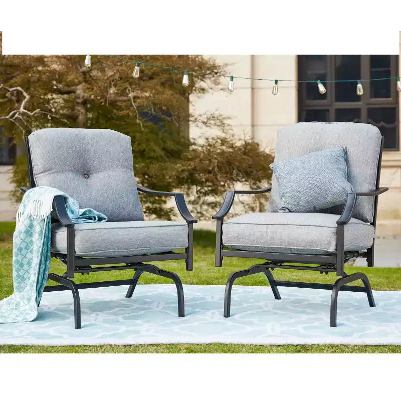 Lot de 2 chaises d'appoint de patio en acier - Lokatse