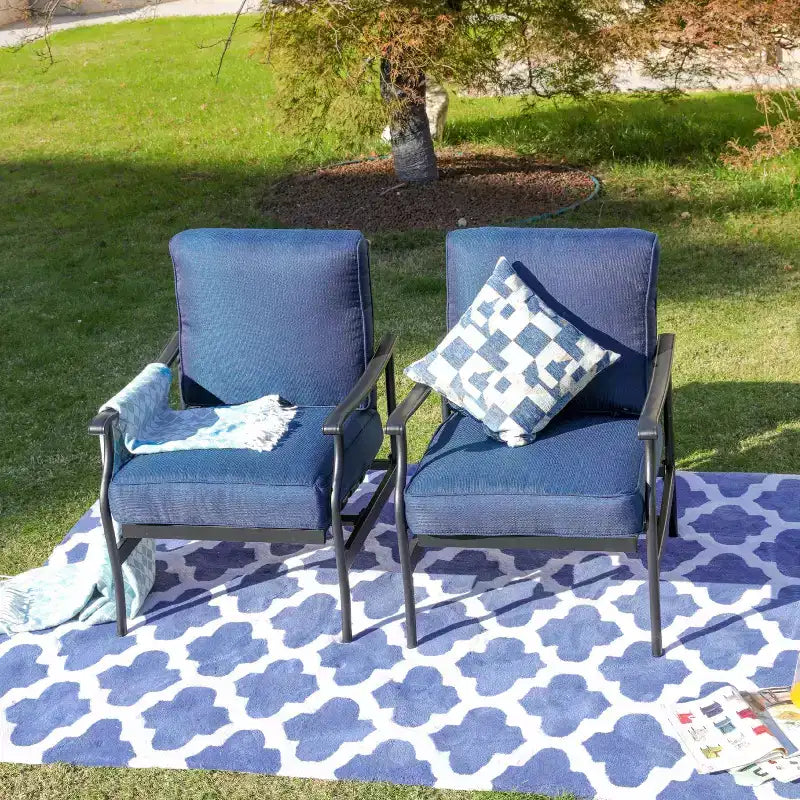 2pc Steel Outdoor Patio Accent Chairs - Lokatse