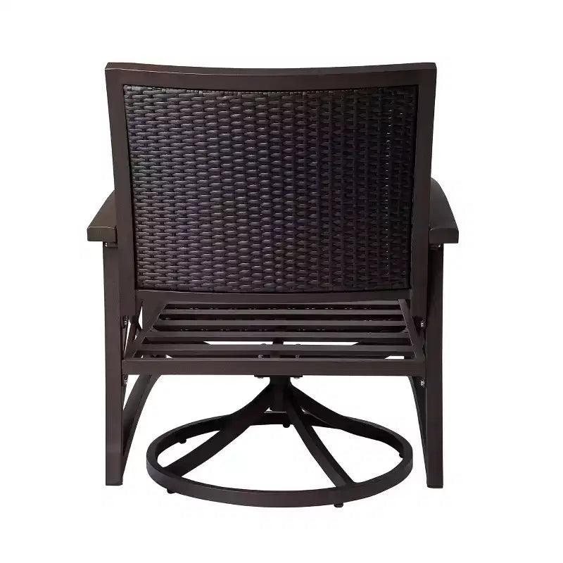 Ensemble de 2 chaises pivotantes d'extérieur en rotin et osier Kinger Home avec cadre en aluminium coulé gris