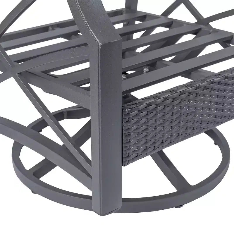 Ensemble de 2 chaises pivotantes d'extérieur en rotin et osier Kinger Home avec cadre en aluminium coulé gris