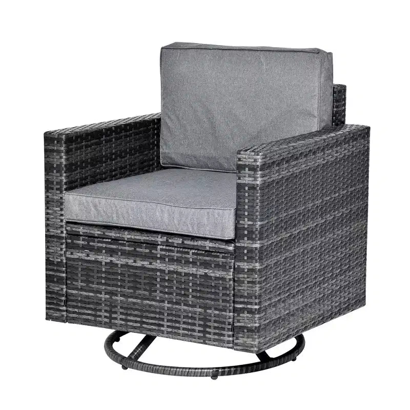 Fauteuil à bascule pivotant d'extérieur Outsunny, chaise de salle à manger en résine tressée, planeur de patio pivotant à 360 degrés avec coussins, acier