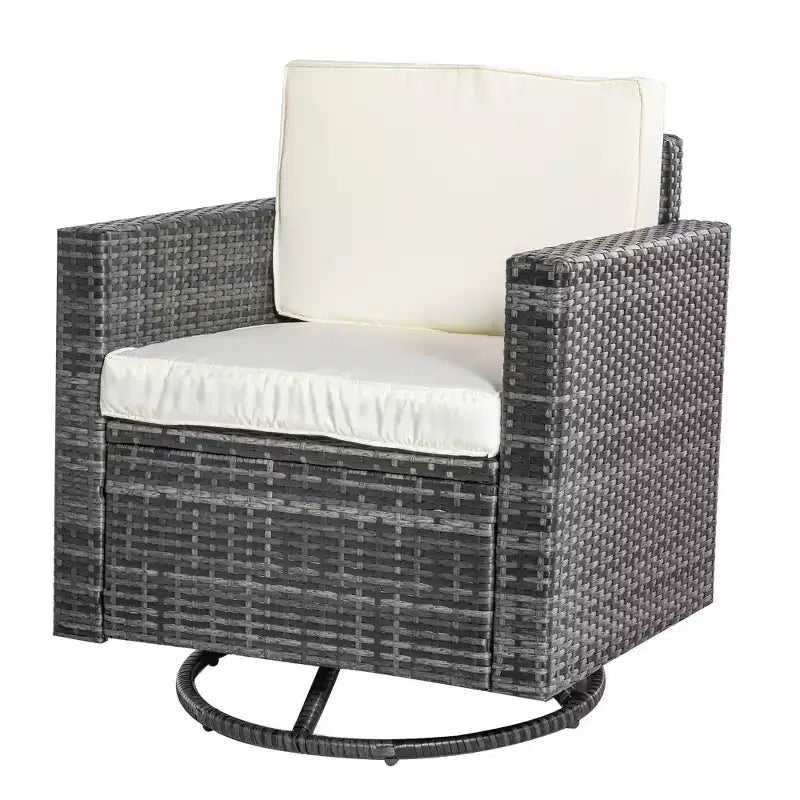 Fauteuil à bascule pivotant d'extérieur Outsunny, chaise de salle à manger en résine tressée, planeur de patio pivotant à 360 degrés avec coussins, acier