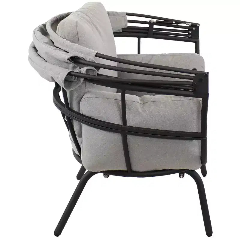 Chaise longue de luxe moderne Sunnydaze avec pare-soleil rétractable - Structure en aluminium thermolaqué avec coussins et auvent en polyester