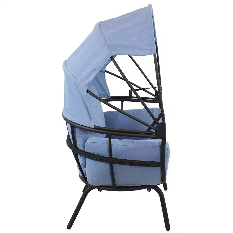 Chaise longue de luxe moderne Sunnydaze avec pare-soleil rétractable - Structure en aluminium thermolaqué avec coussins et auvent en polyester
