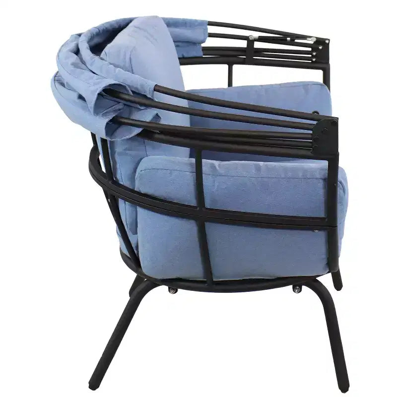 Chaise longue de luxe moderne Sunnydaze avec pare-soleil rétractable - Structure en aluminium thermolaqué avec coussins et auvent en polyester