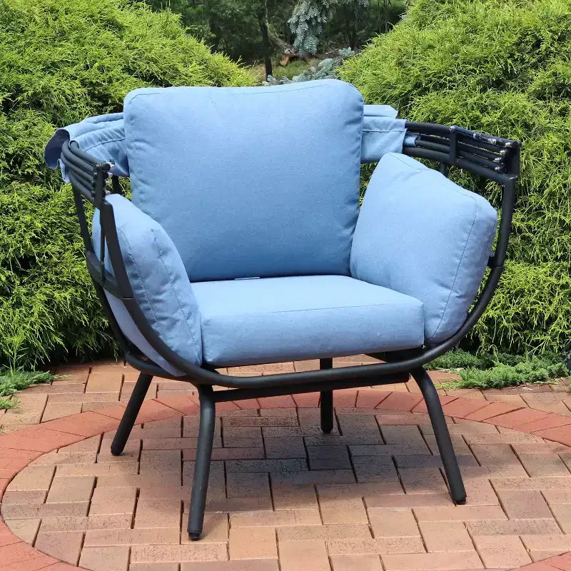 Chaise longue de luxe moderne Sunnydaze avec pare-soleil rétractable - Structure en aluminium thermolaqué avec coussins et auvent en polyester