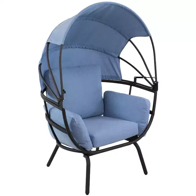 Chaise longue de luxe moderne Sunnydaze avec pare-soleil rétractable - Structure en aluminium thermolaqué avec coussins et auvent en polyester