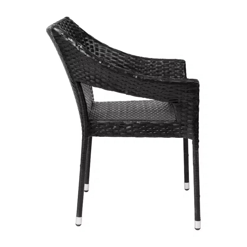 Chaise de terrasse empilable Flash Furniture Ethan de qualité commerciale, chaise de salle à manger de terrasse en rotin PE tout temps