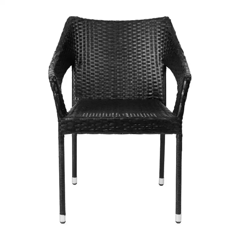 Chaise de terrasse empilable Flash Furniture Ethan de qualité commerciale, chaise de salle à manger de terrasse en rotin PE tout temps