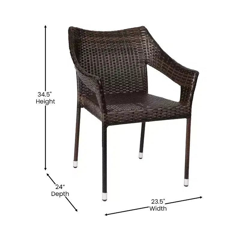Chaise de terrasse empilable Flash Furniture Ethan de qualité commerciale, chaise de salle à manger de terrasse en rotin PE tout temps