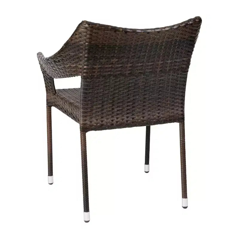 Chaise de terrasse empilable Flash Furniture Ethan de qualité commerciale, chaise de salle à manger de terrasse en rotin PE tout temps