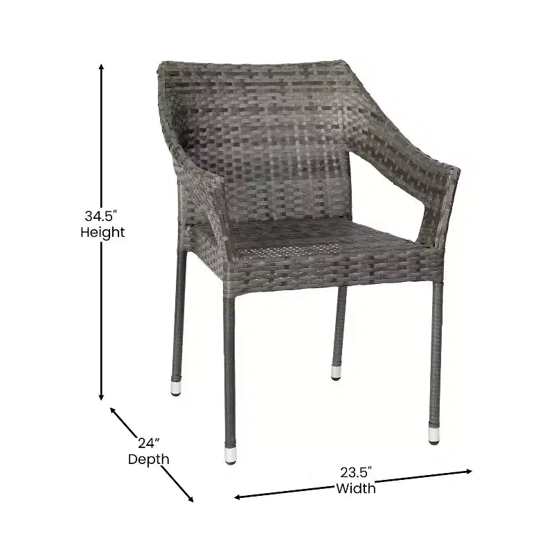 Chaise de terrasse empilable Flash Furniture Ethan de qualité commerciale, chaise de salle à manger de terrasse en rotin PE tout temps