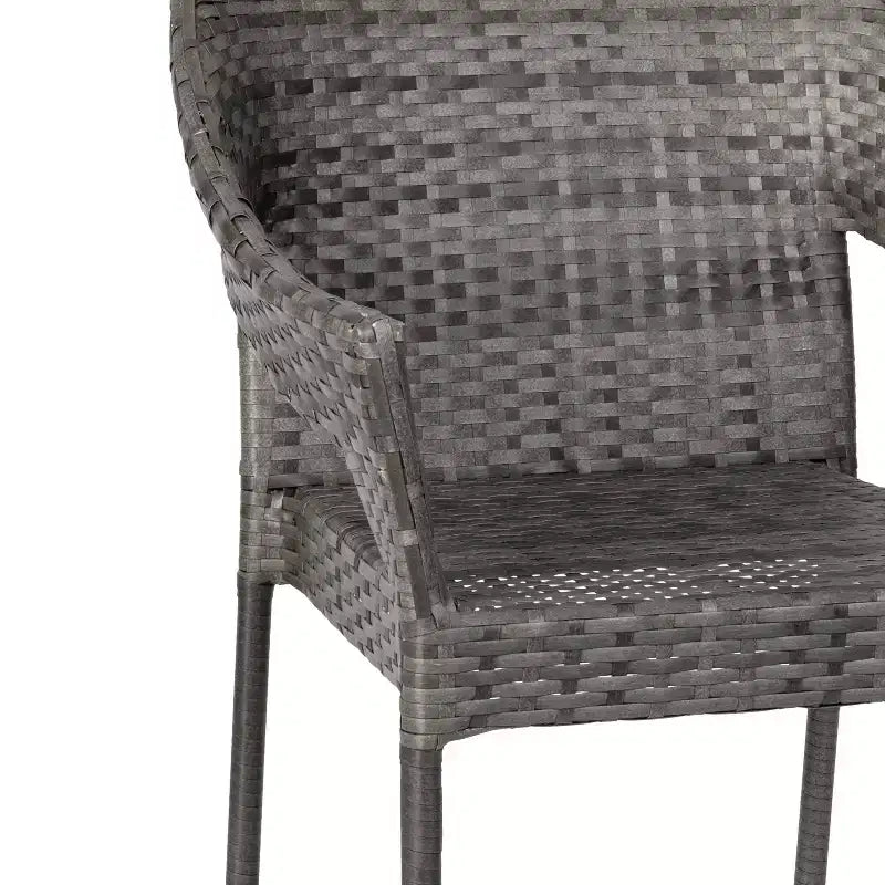 Chaise de terrasse empilable Flash Furniture Ethan de qualité commerciale, chaise de salle à manger de terrasse en rotin PE tout temps