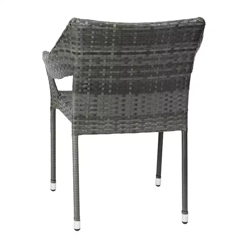 Chaise de terrasse empilable Flash Furniture Ethan de qualité commerciale, chaise de salle à manger de terrasse en rotin PE tout temps