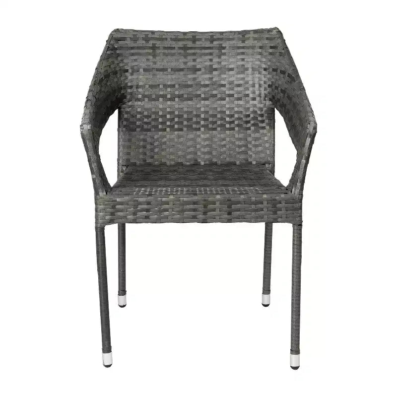 Chaise de terrasse empilable Flash Furniture Ethan de qualité commerciale, chaise de salle à manger de terrasse en rotin PE tout temps