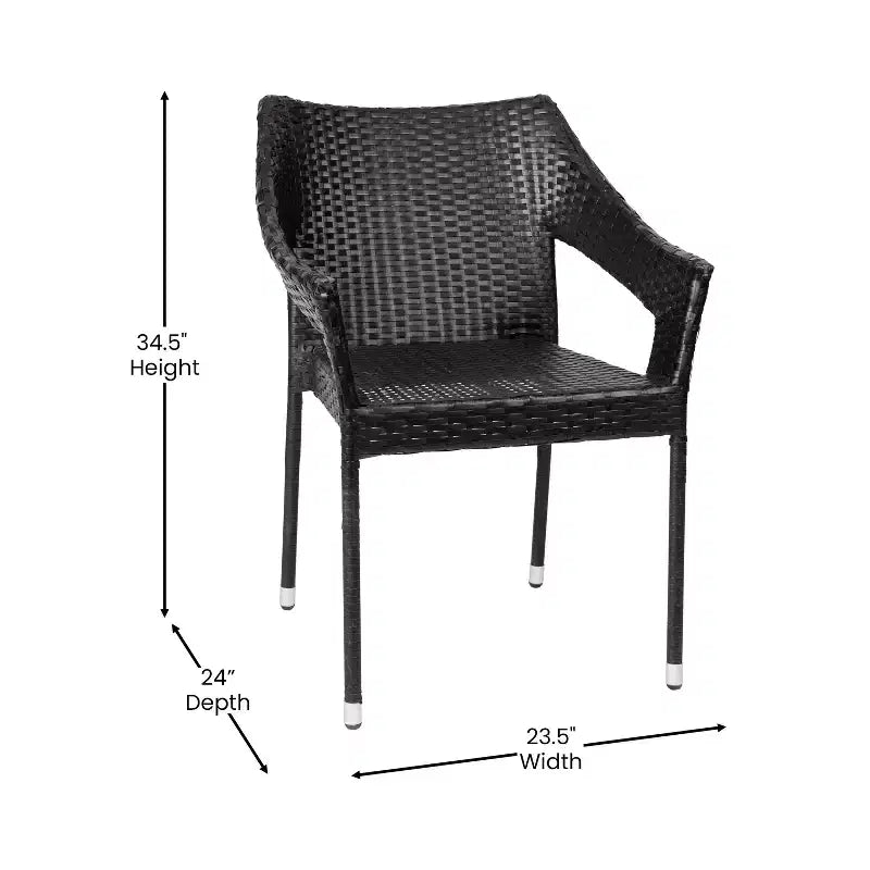 Chaise de terrasse empilable Flash Furniture Ethan de qualité commerciale, chaise de salle à manger de terrasse en rotin PE tout temps