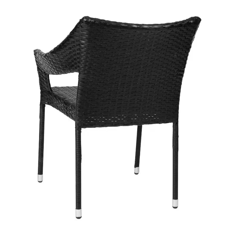 Chaise de terrasse empilable Flash Furniture Ethan de qualité commerciale, chaise de salle à manger de terrasse en rotin PE tout temps