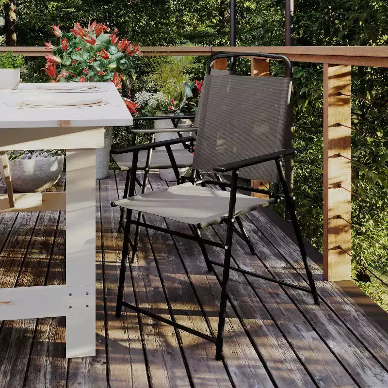 Flash Furniture Lot de 2 chaises pliantes de jardin Mystic, chaises de jardin extérieures en textilène avec accoudoirs