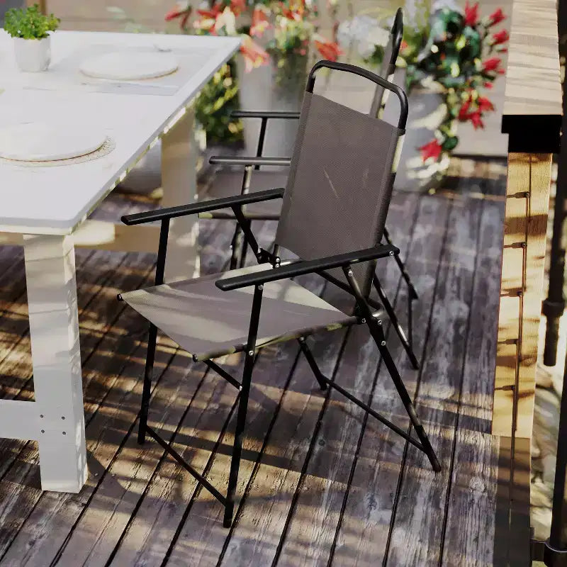 Flash Furniture Lot de 2 chaises pliantes de jardin Mystic, chaises de jardin extérieures en textilène avec accoudoirs