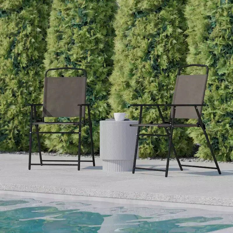 Flash Furniture Lot de 2 chaises pliantes de jardin Mystic, chaises de jardin extérieures en textilène avec accoudoirs