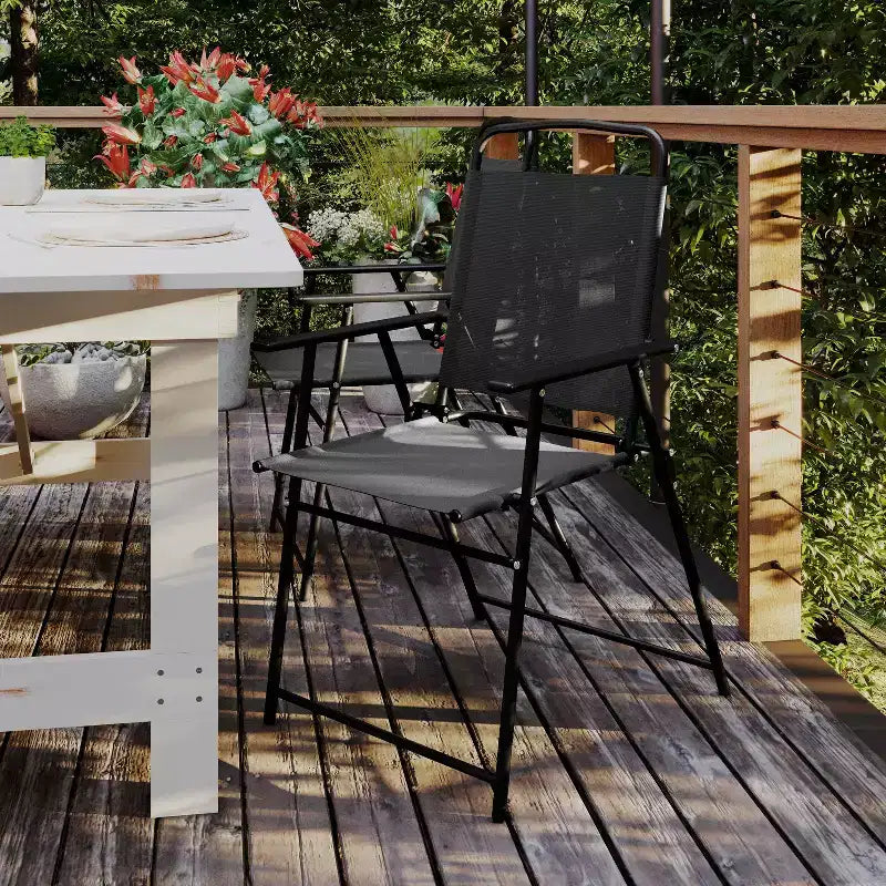 Flash Furniture Lot de 2 chaises pliantes de jardin Mystic, chaises de jardin extérieures en textilène avec accoudoirs