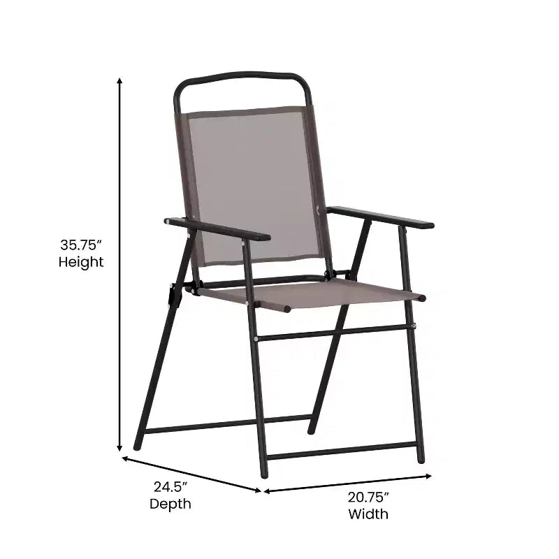 Flash Furniture Lot de 2 chaises pliantes de jardin Mystic, chaises de jardin extérieures en textilène avec accoudoirs