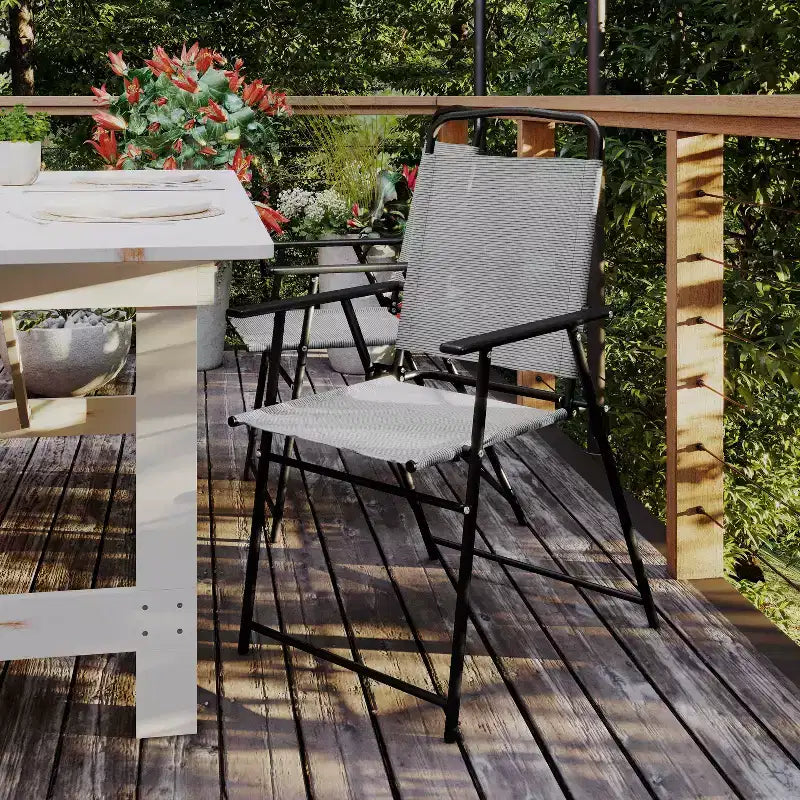 Flash Furniture Lot de 2 chaises pliantes de jardin Mystic, chaises de jardin extérieures en textilène avec accoudoirs
