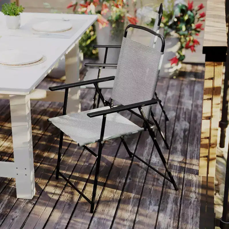 Flash Furniture Lot de 2 chaises pliantes de jardin Mystic, chaises de jardin extérieures en textilène avec accoudoirs