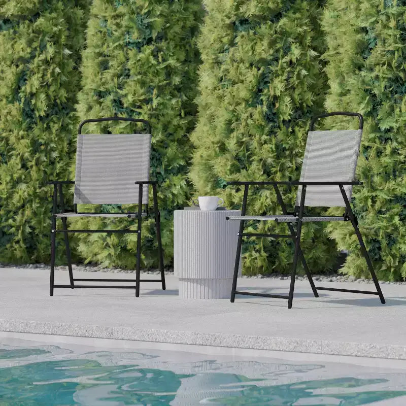 Flash Furniture Lot de 2 chaises pliantes de jardin Mystic, chaises de jardin extérieures en textilène avec accoudoirs