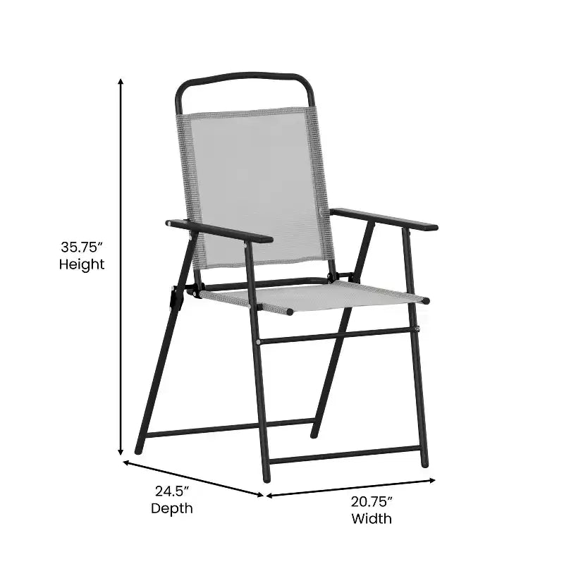 Flash Furniture Lot de 2 chaises pliantes de jardin Mystic, chaises de jardin extérieures en textilène avec accoudoirs