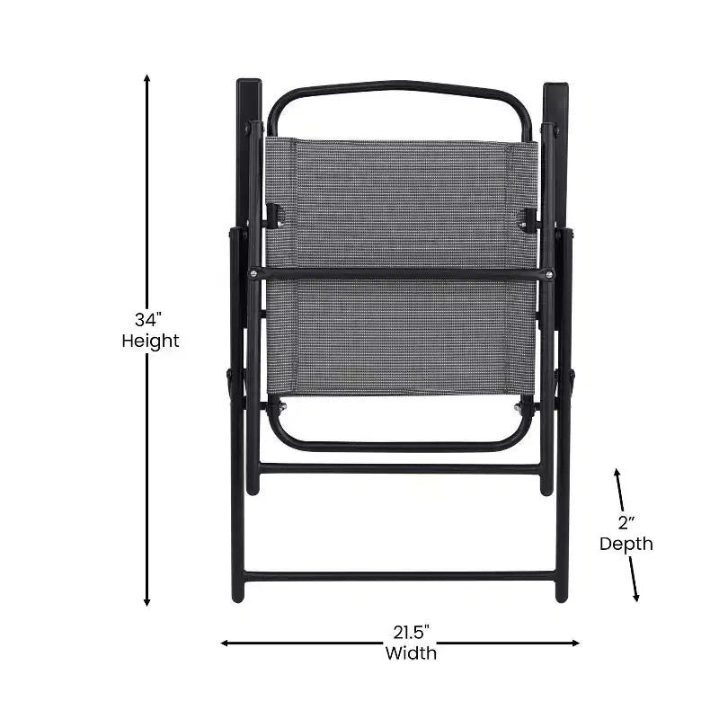 Flash Furniture Lot de 2 chaises pliantes de jardin Mystic, chaises de jardin extérieures en textilène avec accoudoirs