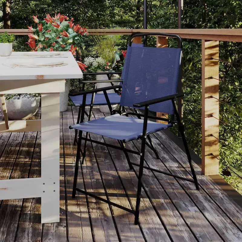 Flash Furniture Lot de 2 chaises pliantes de jardin Mystic, chaises de jardin extérieures en textilène avec accoudoirs